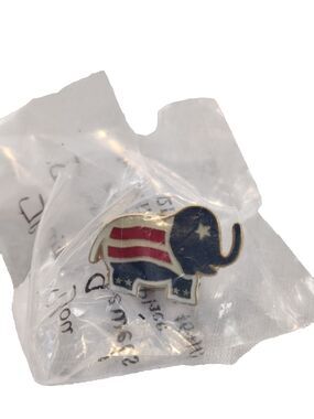 VTG Republican Patriotic Elephant Lapel Pin Red White Blue Enamel 3/4" G.O.P.